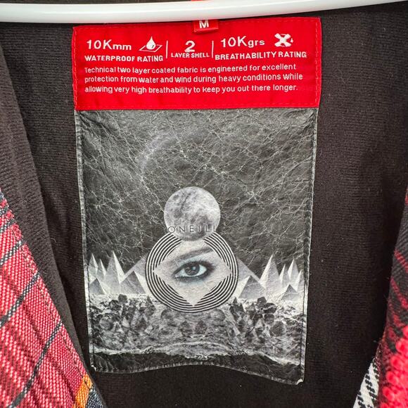 O'Neill Freedom Series 10kmm Plaid Snowboard Ski Jacket Mens Medium Red Black - Picture 10 of 16